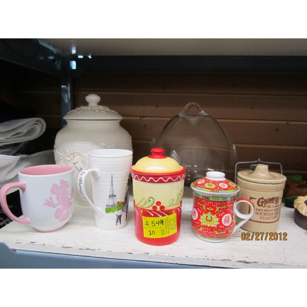 CUPS, VASES, LIDDED DISH, ETC.