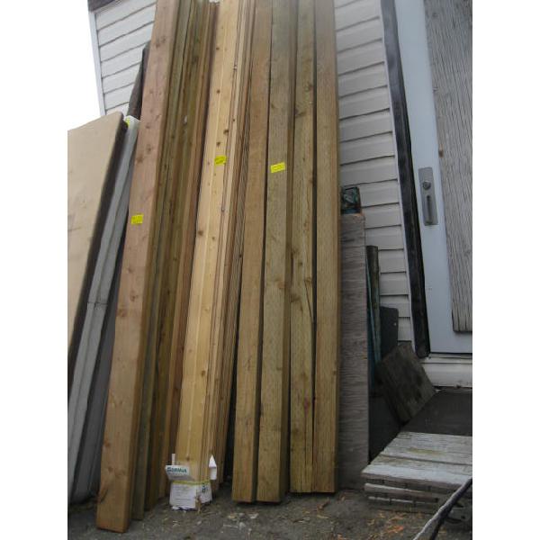 6 - 4X4X8 WOOD POSTS & A LOT OF ASST. FENCE & DECK BOARDS