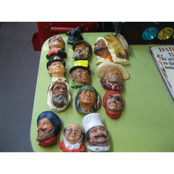 HEADS, SOME PLASTIC SOME CERAMIC, SOME BOISIN