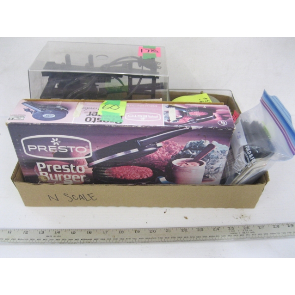 AUTO OIL/GAS CARDS, PRESTO BURGER COOKER, VINTAGE KEYS/RINGS, RARE BALL BEARING CLOCK - NEEDS REPAIR