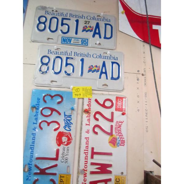 2 BC PLATES & 2 NEWFOUNDLAND LABRADOR PLATES