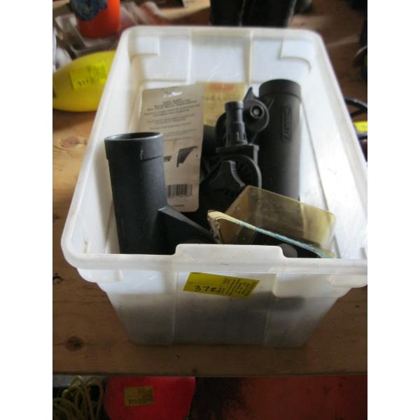 CONTAINER OF MISC. ROD HOLDERS, ETC.