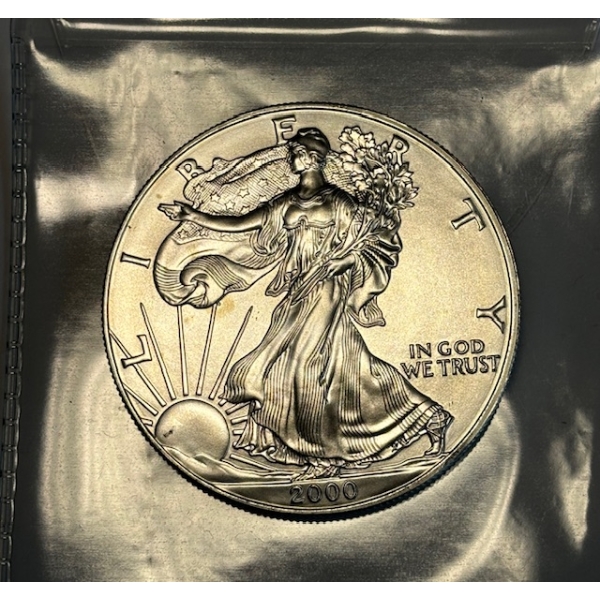 2000 1 OZ .999 FINE SILVER USA $1 COIN (TAX EXEMPT)