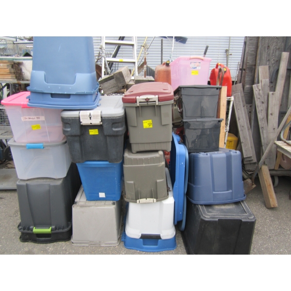 ASST. PLASTIC STORAGE BINS - NOT ALL LIDS ARE THERE