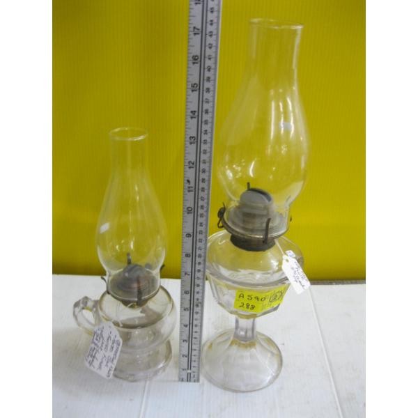 FINGER OIL LAMP & AN OIL LANTERN