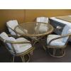 Image 1 : RATTAN TABLE W/4 SWIVEL CHAIRS