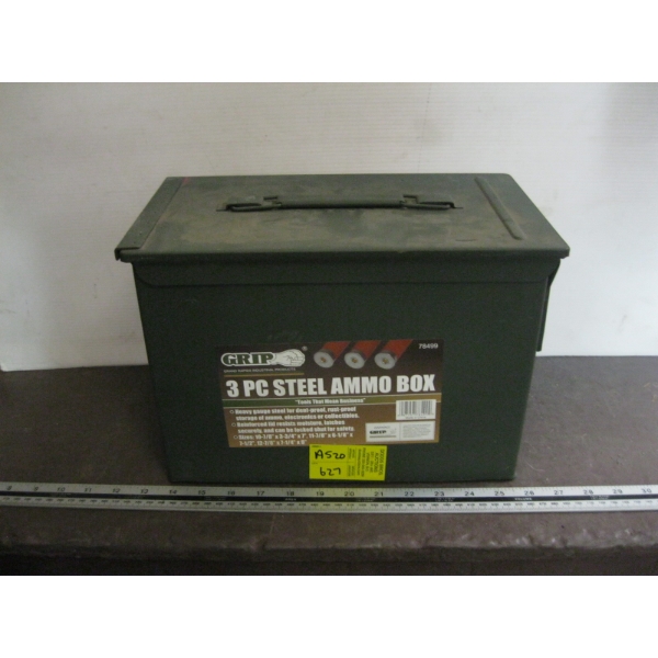 METAL 3 PIECE STEEL AMMO BOX SET