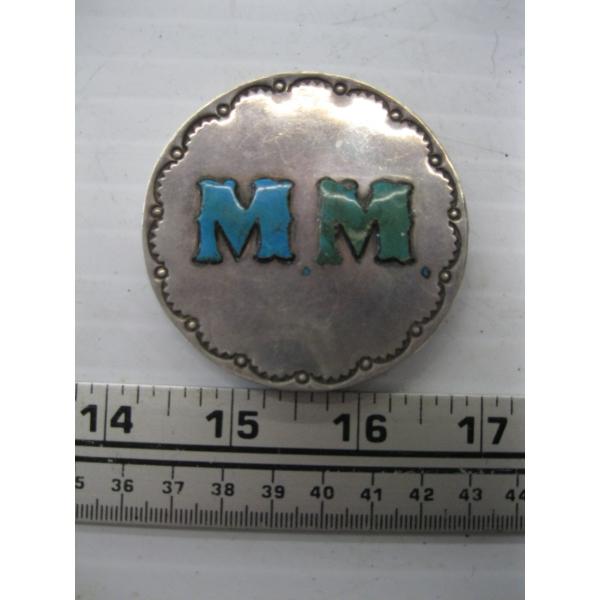 SILVER & TURQUOISE DOUBLE M SNUFF CONTAINER CAP