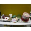 Image 1 : GLASSWARE & STACK OF BASKETS & LIDDED ROUND CONTAINER