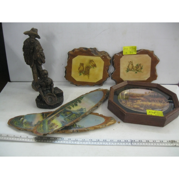 MISC. DECOUPAGE PICTURES, FRAMED PLATE, ETC.