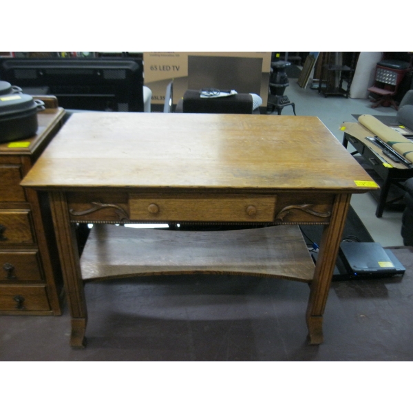 SINGLE DRAWER OAK DESK