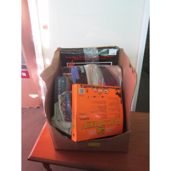 BOX OF MISC. - HALLOWEEN DECORATIONS, ETC.