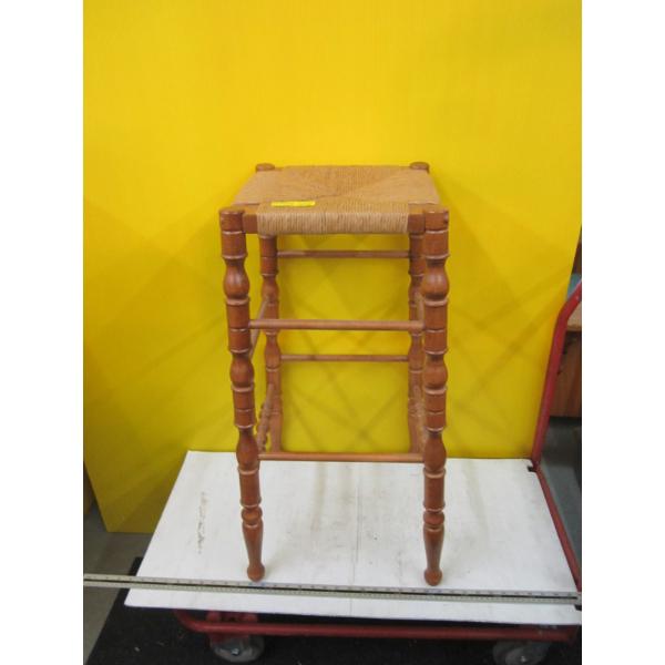 WOODEN STOOL W/REED SEAT