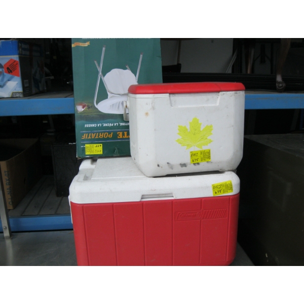 2 COOLERS & A PORTABLE TOILET