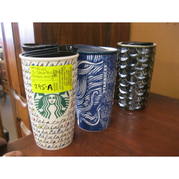 3 STARBUCKS TALL POTTERY MUGS