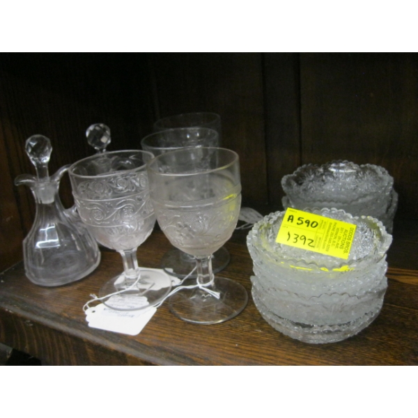 VINTAGE GLASSWARE - GOBLETS, DESSERT BOWLS, ETC.