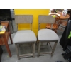 Image 1 : 2 WOOD FRAMED UPHOLSTERED STOOLS
