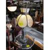 Image 1 : CURRIER & IVES SLAG GLASS 3 PANEL PAINTED METAL BASED TABLE LAMP