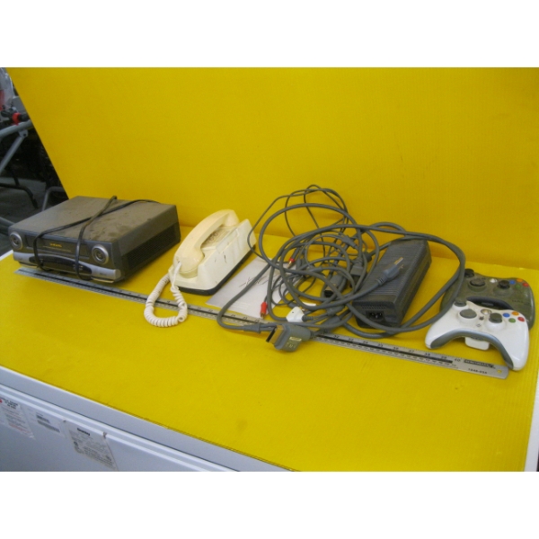 MISC. XBOX, CONTROLLERS, VHS MACHINE, TELEPHONE, ETC.