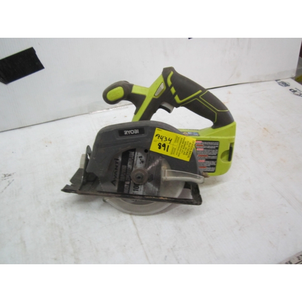 RYOBI BATTERY OPERATED SKILL SAW, NO BATTERY OR CHARGER