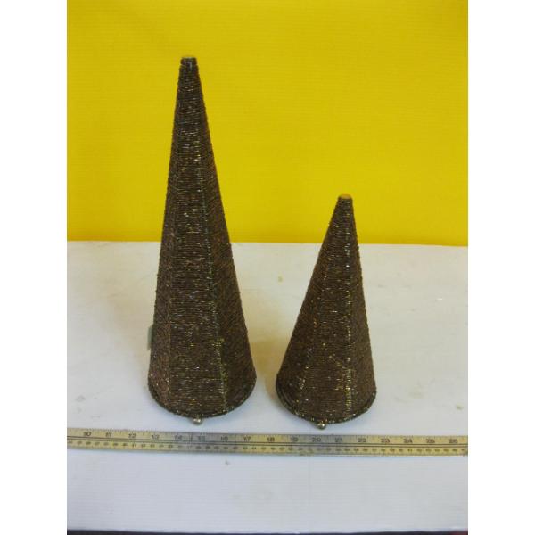 2 BEADED DECORATIVE CONES