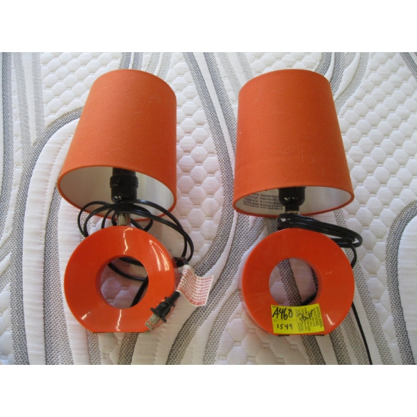 PAIR OF SM. ORANGE LAMPS
