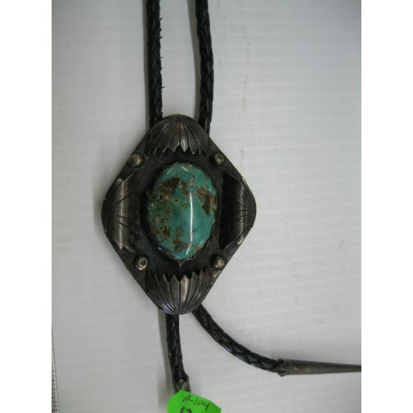 SILVER & TURQUOISE NAVAJO BOLO TIE