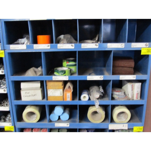 BLUE METAL 18 COMPARTMENT CABINET W/CONTENTS