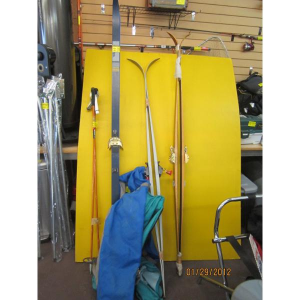 3 PAIRS OF SKIS & 1 PAIR OF POLES