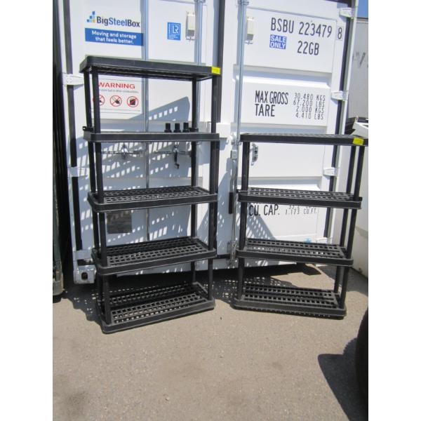 2 DIFFERENT SIZE PLASTIC SHELVING UNITS