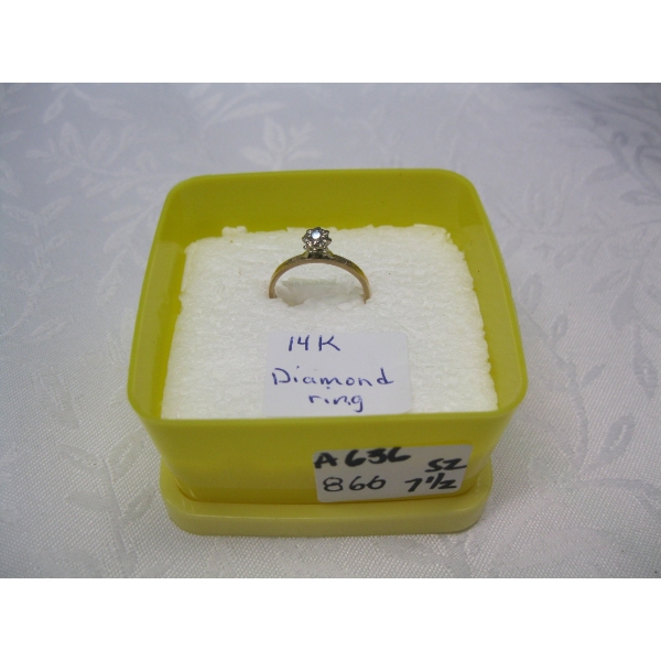 14KT DIAMOND RING, SZ 7 1/2