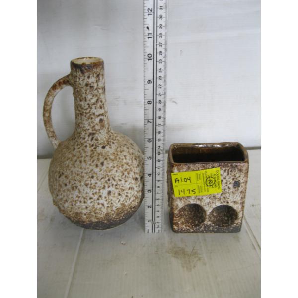 2 PIECES OF MCM POTTERY - VEST KERAMIK, GOUDA, DUTCH FAT LAVA, VANWOERDEN