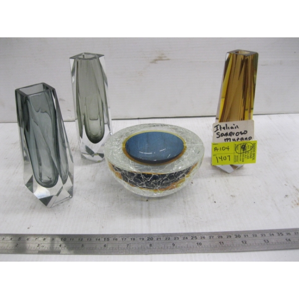 ITALIAN MURANO GLASS - 4 PIECES