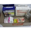Image 3 : 2 BOXES OF MISC. FLAGGING TAPE, MASK, FIRST AID KIT, ETC