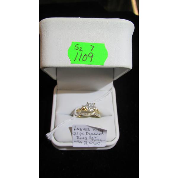 LADIES 10KT 2 PIECE DIAMOND RING SET W/A $2,060, SZ 7