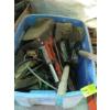 Image 1 : PLASTIC BIN W/ASST. JACKS, NAIL POUCH, PRUNERS, ETC.
