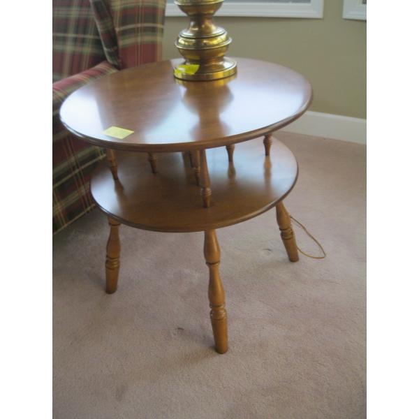 VILAS MAPLE ROUND TOP 2 TIER TABLE