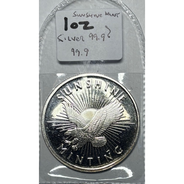 SUNSHINE MINTING 1 OZ. .999 SILVER COIN (TAX EXEMPT)