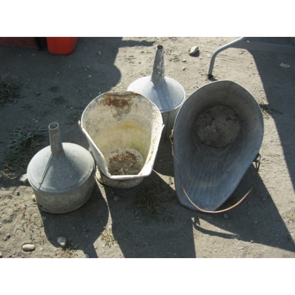 2 COAL SKUTTLES & 2 FUNNELS