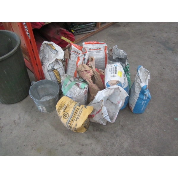 LG. LOT OF ASST. MORTAR MIX, CONCRETE MIX, GROUT, ETC.