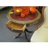 Image 2 : ANTIQUE DRUM TABLE W/LEATHER INLAY TOP & SINGLE DRAWER