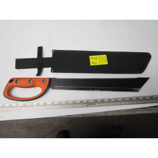 ORANGE HANDLE MACHETE KNIFE W/SHEATH