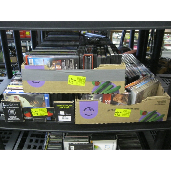 3 BOXES OF ASST. DVDs