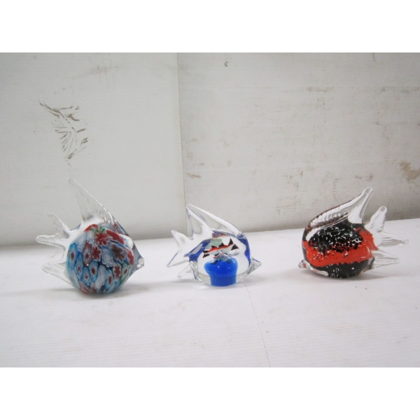 3 GLASS FISH FIGURINES