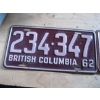 Image 2 : 1962 & 1961 BC LICENCE PLATES