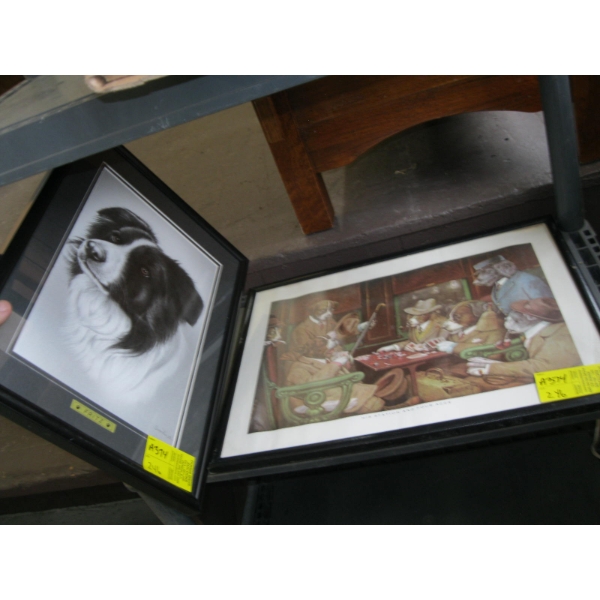 FRAMED PICTURE OF FRITZ THE DOG & POKER PLAYER DOGS