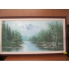 Image 1 : LG. FRAMED PAINTING "THE MOUNTAIN & LAKE" SCENE, SIGNED