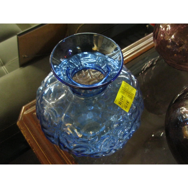 LG. BLENKO BLUE GLASS VASE