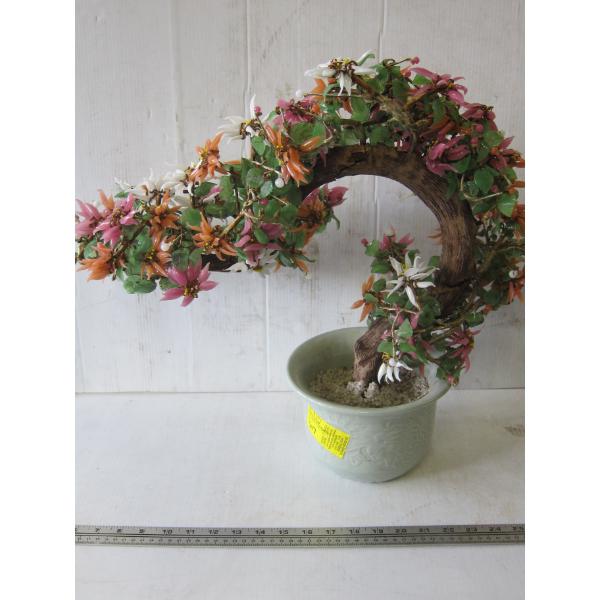 CHINESE JADE FLOWER IN CERAMIC POT