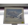 Image 1 : FRAMED PICTURE OF WINTER SCENE, CABIN & MOUNTAINS